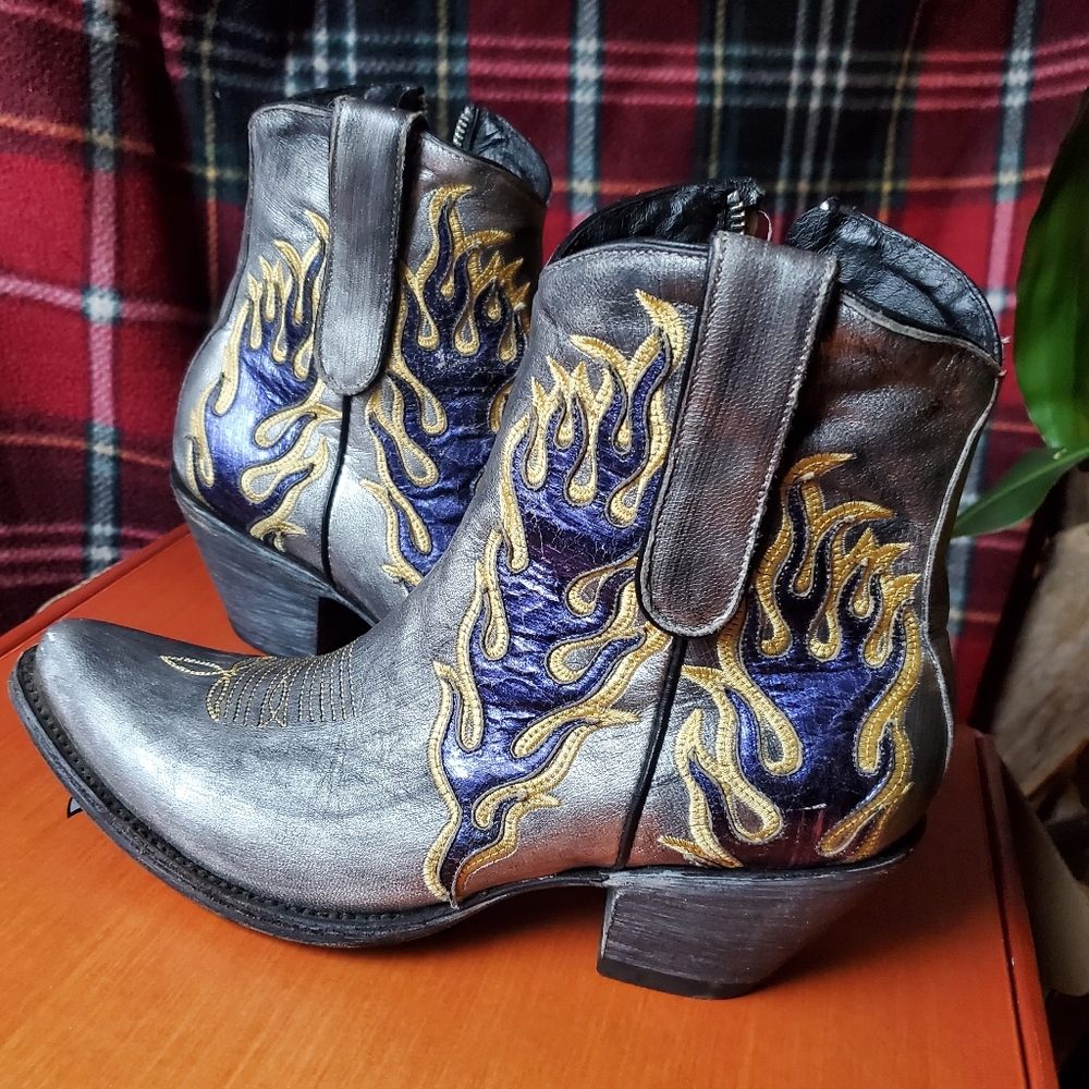 Old Gringo Tiffin Leather Metallic Western Booties 9B